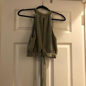 Aritzia Green Cropped Open-back Tank
